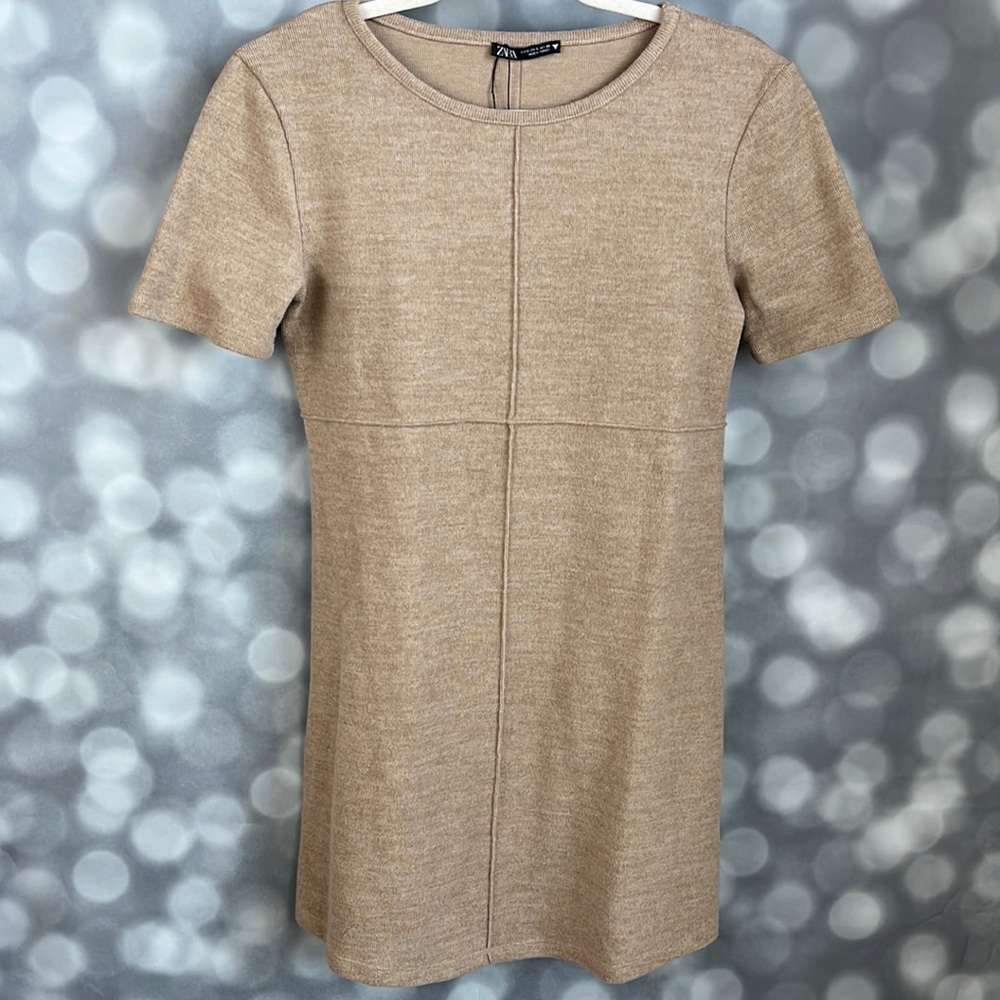 NWT Zara women’s tan sweater dress. Size S